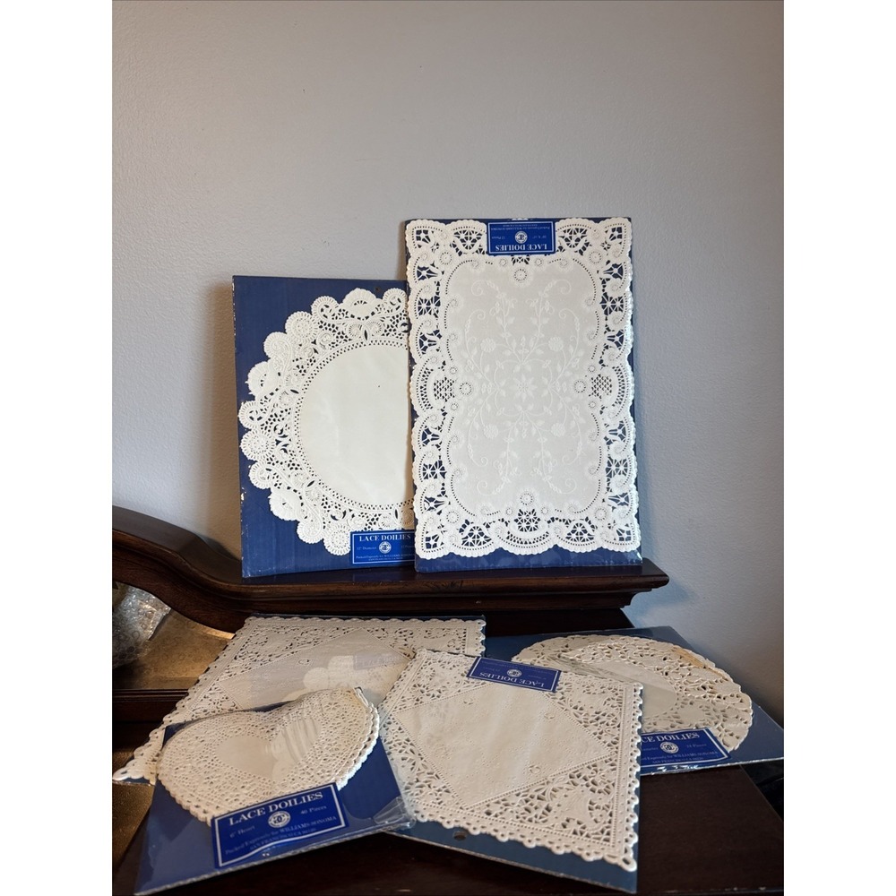 125 + William Sonoma Lace Doilies Lot All Shapes And Sizes White Vintage